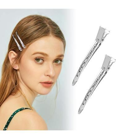 Duck Bill Hair Clips Silver Metal Hair Clips for Styling Metal Hair Clips for Women Long Hair Metal Curl Setting Section Hair Clips Duck Bill Sectioning Clips Pin Curl Clips with a Pin Tail Comb - Buy Online on GoSupps.com