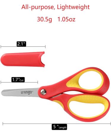 LIVINGO 5" Small School Student Blunt Kids Craft Scissors  Sharp Stainless Steel Blades Safety Comfort Grip for Children Cutting Paper  Assorted Color  3 Pack Pink/Red/Blue - Buy Online on GoSupps.com