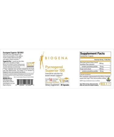 Biogena Pycnogenol 100mg: French Maritime Pine Bark Extract for Circulation Support - Buy Online on GoSupps.com
