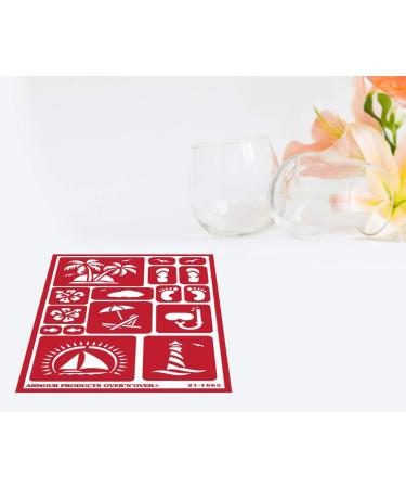 Armour Etch Over N Over Nautical Theme Glass Etching Stencils Set with Sea Creatures | Paradise Seashore Design | Includes Brush | 4 Items - Buy Online on GoSupps.com