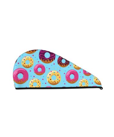 Donuts Microfiber Hair Towel Soft Super Absorbent Hair Towel Wrap for Women Coral Velvet Quick Dry Hair Cap for Long Curly and Thick Hair
