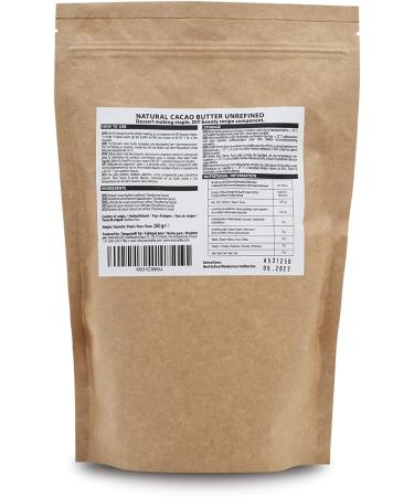 Cocoa Butter - 250g - Pure and Unrefined - Cold Pressed - Raw Food - Theobroma Cocoa - Superfood - Edible Cocoa Butter - Buy Online on GoSupps.com