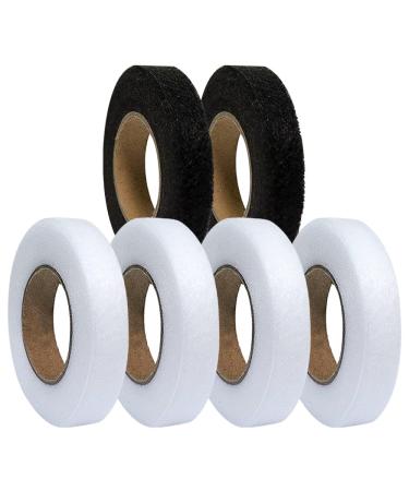 UWEME 6 Rolls Iron On Hemming Tape - Adhesive Hem Tape for Pants Dresses Clothes Curtains, Fabric Tape No Sew Hemming Tape, White, Black