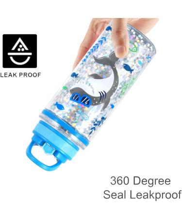 Home Tune Cute Water Bottle for Kids - BPA Free Tritan, Double Wall, Leak Proof Flip Straw, 15oz - Shark Design - Buy Online on GoSupps.com