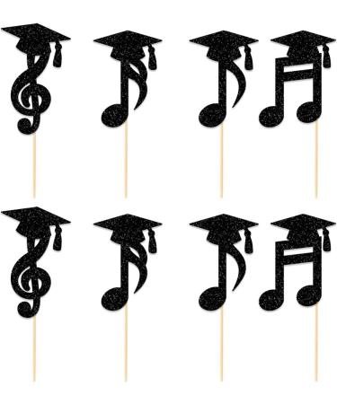 GORWERY 24pcs Musical Note Graduation Cupcake Toppers Black Note Cupcake Picks for Academy of Music Graduation Party Appetizers Cake Dessert Decorations - Buy Online on GoSupps.com