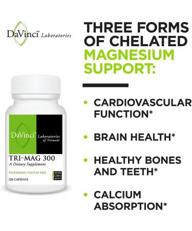 Davinci Labs Tri-Mag 300mg Magnesium Taurate Glycinate Malate Support Supplement - 120 Capsules | Vegetarian & Non-GMO - Buy Online on GoSupps.com