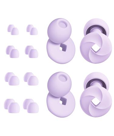 2 Pairs Ear Plugs for Sleeping Noise Cancelling Earplugs for Swimming Rave Work Motorcycle Sleep Snoring Airplanes High-Fidelity 16 Silicone Reusable Ear Tips in XS/S/M/L 24dB-33dB Purple