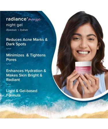 Aqualogica Radiance+ Mousse Niacinamide Night Gel with Watermelon - Light Gel-based formula for Women & Men | Oily Skin -50g - Buy Online on GoSupps.com