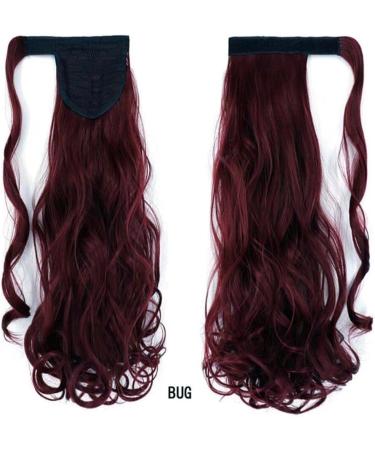 iLUU 18 Inch Synthetic Magic Paste Ponytails Long Curly Wavy Ponytail Wrap Around Clip in Hair Extension 100g Dark Red Hair Pieces Ponytail for Women Party Daily Use #BUG BUG-dark red - Buy Online on GoSupps.com
