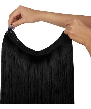 Halo Hair Extensions Dark Black 22 Inch Straight Synthetic Hairpiece - Heat Friendly Fiber - No Clip Headband for Women - Buy Online on GoSupps.com