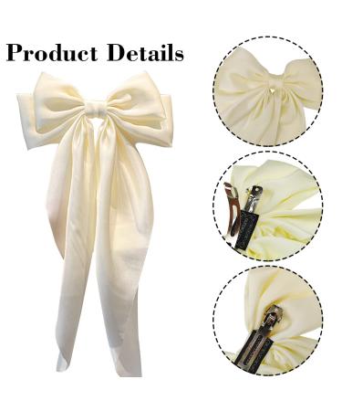 2PCS Silky Satin Big Hair Bows Black & White | French Hair Barrettes | Aesthetic Hair Accessories - Buy Online on GoSupps.com