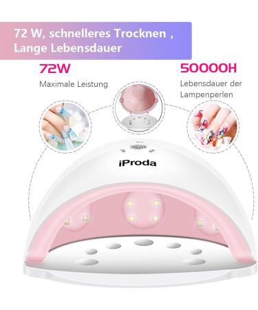 iProda 72W UV/LED Nail Dryer Lamp for Professional Gel Polish - 4 Timers for Manicure/Pedicure - At-Home and Salon Nail Art - Buy Online on GoSupps.com