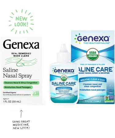 Genexa Saline Care Organic Nasal Spray & Dropper - 1 fl oz (30 ml) | Natural Sinus Relief - Buy Online on GoSupps.com