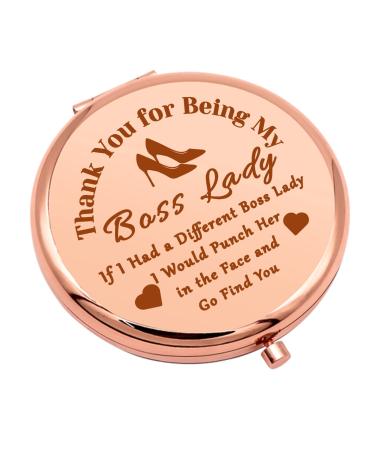 Boss Lady Gifts for Women Retirement Gift for Boss Thank You Gifts Compact Makeup Mirror for Boss Leader Mentor Appreciation Gifts Folding Makeup Mirror for Her Christmas Birthday Gifts