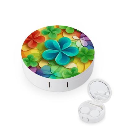 Contact Lens Case Rainbow Circle Shamrock Print Plastic Contact Lens Case contact Lens Care Box ontact Lens Travel Box