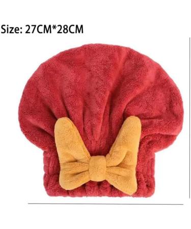 Super Absorbent Microfiber Hair Towel Wrap for Curly & Long Hair Quick Drying Extra Soft 11.02x9.84in Pink Red | Efficient International Shipping - Buy Online on GoSupps.com