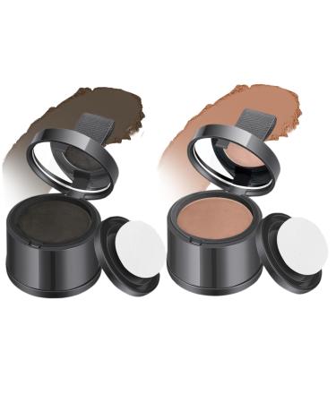 2Pcs Root Touch Up Powder Windproof & Sweatproof Hairline Powder for Women & Wen Natural Stain-Proof Hair Loss Concealer Hairline Powder for Thinning Hairline Light Brown & Black. Light Brown Black