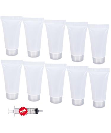 Refillable Travel Tubes 10PCS 10ml Empty Tubes for Facial Cleanser Hand Cream Lotion Clear Plastic Squeeze Sample Bottles for DIY Projects Soft Mini Toothpaste Travel Tubes (10ML)