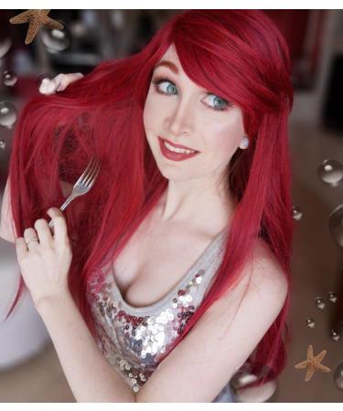 LABEAUT Curly Red Mermaid Wig for Women - Heat Resistant Synthetic Fiber Wig for Halloween & Christmas - Buy Online on GoSupps.com