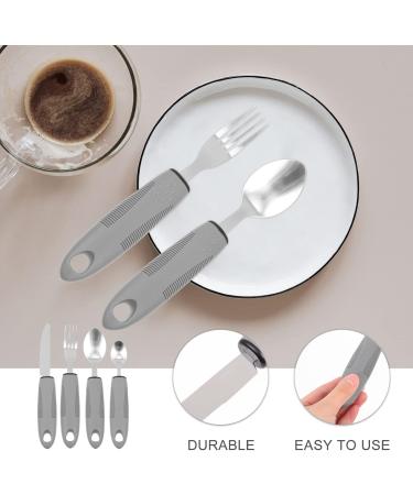 Adaptive Utensils Built up Fork Spoon Rocker Knife Easy Grip Silverware for Adults Elderly Weak Hand Patients Disabled Light Grey 3 Piece Set (Color : Light Grey-1) - Buy Online on GoSupps.com