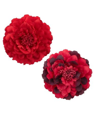 Bofunx 2-Piece Red Flower Hair Clips | Elegant Hair Jewelry for Parties Weddings Halloween & Masquerades - Buy Online on GoSupps.com