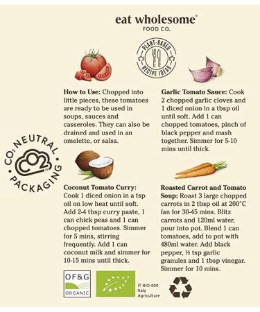 Buy Eat Wholesome Organic Peeled Tomato Pieces - 400g (Pack of 12) | Premium Chopped Tomatoes for Cooking | International Shipping Available - Buy Online on GoSupps.com