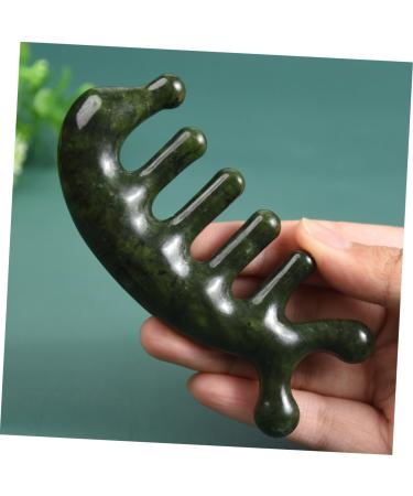 Jade Scalp Massager & Acupuncture Comb | Wood Gua Sha Tool for Head Massage | 3D Tablets 11.50x4.50cm Green - Shop Internationally - Buy Online on GoSupps.com