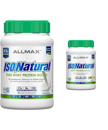 ALLMAX Naturals ISONATURAL - 100% Ultra-Pure Natural Whey Protein Isolate - Unflavoured - 2 Pound & Naturals ISONATURAL - 100% Ultra-Pure Natural Whey Protein Isolate - Vanilla - 2 pound 2-Pound