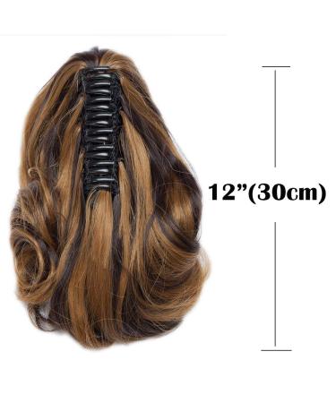 SEGO Ponytail Extension - Pfervie Hair Part Wavy Top Piece Dark Brown & Sandy Blonde 110G-12 (30cm) - voluminous real hair look - Buy Online on GoSupps.com