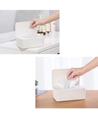 2-Piece Wet Wipes Box Set | Baby Toilet Paper Holder | Towel & Napkin Box with Lid | Gray/White Handkerchief Storage for Home - Buy Online on GoSupps.com