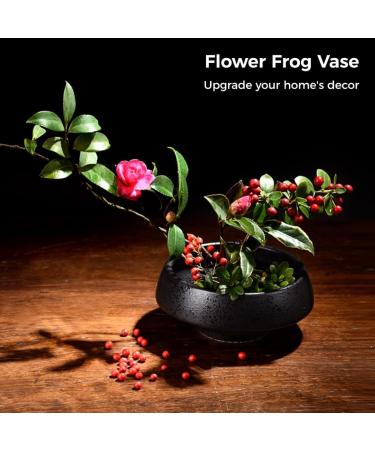 Homaisson Japanese Ikebana Kit - Ceramic Flower Vase & Frog Holder Set - Buy Online on GoSupps.com