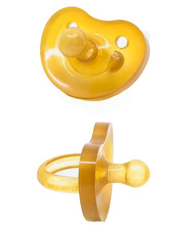 Simply Rubber Pacifiers - Rounded/Cherry - Shorter Nipple (Less Gagging) - Small/Newborn (0-6 mos) - Heart-Shape Shield - Natural Rubber Pacifier - BPA-Free - Handcrafted in Italy - 2-Pack