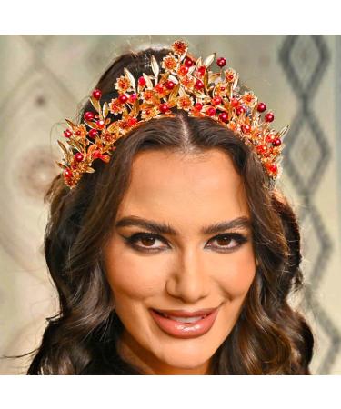 Kilshye Red Queen Headband Gold Leaf Costume Headpiece Rhinestone Hair Accessories for Women - Buy Online on GoSupps.com