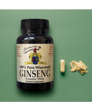 100% Pure WI-Grown American Ginseng Capsules - 60 Count - 500 mg - Energy Boost - Fight Fatigue - Buy Online on GoSupps.com