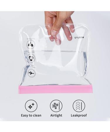 ECOHUB TSA Approved Clear Airport Liquid Bags 20x20cm, Set of 2 Pink Travel Toiletry Bags for Men and Women - Airline Approved Plastic Zip Lock Bags - Buy Online on GoSupps.com