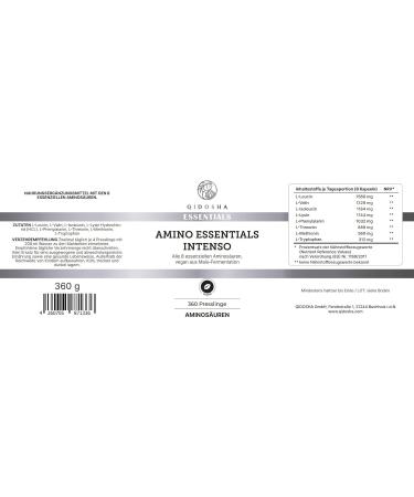 QIDOSHA Master Amino Acids Complex - 100% Vegan 8 Essential Aminos 360 Pressed Tablets 99% Nitrogen Recycling | International Shipping - Buy Online on GoSupps.com
