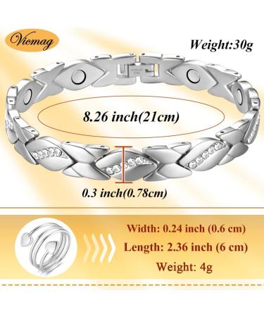 Vicmag Titanium Steel Magnetic Bracelet for Women - Crystal Design, Ultra Strength Brazaletes with Removal Tool - Platinum Gift Box Included - Buy Online on GoSupps.com