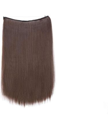 Hair Extensions no Clip Invisible Wire Adjustable Secret Rubber Band Hairpiece Real Natural Synthetic Fibre Hair 16 inch Straight Medium Brown - Buy Online on GoSupps.com