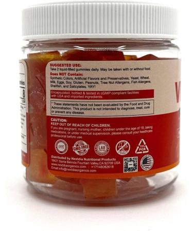 Organic Vitamin C Gummies 120mg for Adults, Sugar Free, Daily Immune Defense, Raw Antioxidant, 100% Whole Food Chewable Vitamin C Supplement from 1200mg Berries & Fruits for Collagen, Vegan, 60 Counts 60 Count (Pack of 1) - Buy Online on GoSupps.com