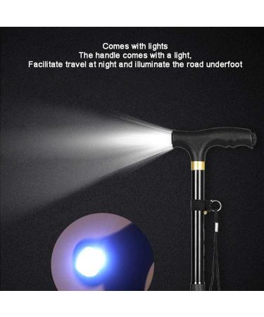 Folding Walking Stick Portable Lightweight Walking Crutch Walking Stick with Light Durable with Ergonomic Grips with Adjustable Light Handle Folding Stick Journey - Buy Online on GoSupps.com