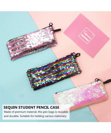 VALICLUD Reversible Sequins Makeup Bag | Glitter Pencil Case for Women & Girls | 7Pcs Cosmetic Organizer | International Shipping Available - Buy Online on GoSupps.com