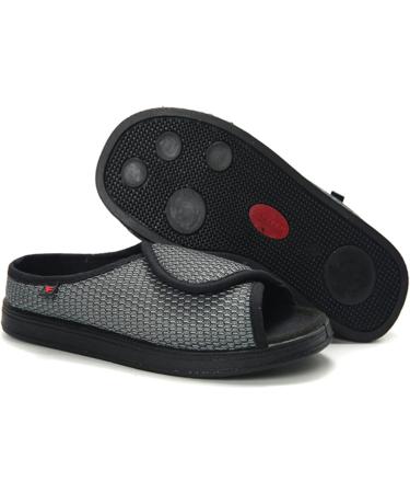 ZHENSI Diabetic Slippers for Women | Extra Wide Adjustable Sandals for Swollen Feet | Non-Slip & Breathable | Grey - Size 6.5 - Buy Online on GoSupps.com