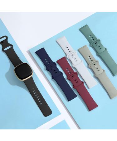 Charlam 6 Pack Replacement Arm Straps for Fitbit Versa 3/4 & Sense | Soft Sports Armbands for Men & Women | Klein S 5.9-7.4 - Black Gray White Pine Green Navy Blue - Buy Online on GoSupps.com