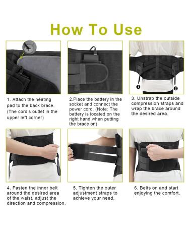 Buy Heated Back Brace for Lower Back Pain Relief - Lumbar Support Belt with Rechargeable Heating Pad - Black (Large 41-49) - International Shipping Available - Buy Online on GoSupps.com