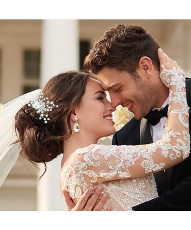 Wedding Hair Accessories Fanvoes Hair Pieces Comb for Brides Bridal - Silver Vintage Headpiece Jewelry Decorations w/Rhinestone Crystal Ivory Pearl for Mother of Bride Bridesmaid Women Flower Girls - Buy Online on GoSupps.com