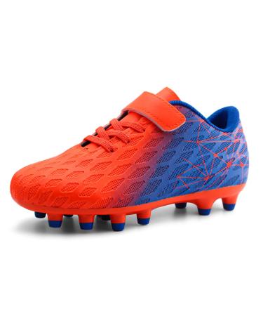 JABASIC Kids Firm Ground Football Boots Boys Girls Sporty Soccer Shoes 31 EU Orange