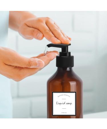 4-Pack 300ml Refillable Shampoo & Lotion Bottles with Waterproof Labels | Empty Soap Pump Dispenser - Buy Online on GoSupps.com