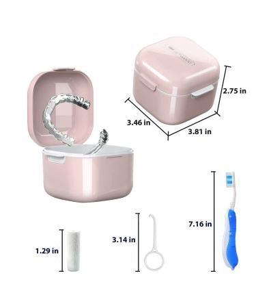 Denture Bath Cup with Strainer Basket - Portable False Teeth Storage Holder & Retainer Case - Pink - Buy Online on GoSupps.com
