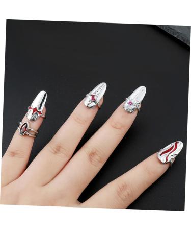 Beaupretty 1 Set Nail Ring Nail Tip Ring Finger Jewelry Ring Jewelry Ring for Finger Tip Ring Women Finger Decor Nail Decor Red Jewelry Girl Jewelry Rings Women Ring Zinc Alloy White - Buy Online on GoSupps.com