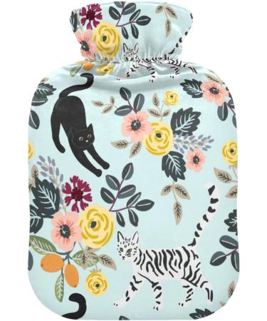 NAANLE 1L Hot Water Bottle with Flower Motif | Transparent Warm Water Bottle for Pain Relief & Heat Therapy | Ideal for Bed Hands & Feet - Buy Online on GoSupps.com